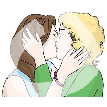 Frauen beim küssen